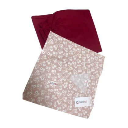 Robe rose à motifs floraux et pantalon grenat, tenue Confoped pour femmes (tailles 38-46). Style élégant, confortable et polyvalent pour le quotidien. Qualité irréprochable.