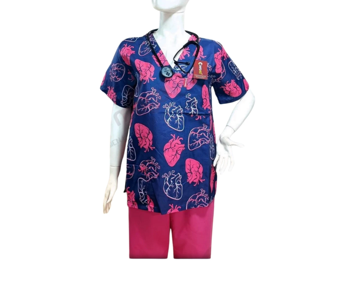 Tenue de bloc violet pantalon rose motif cœur - Confoped - MedicBox Algérie