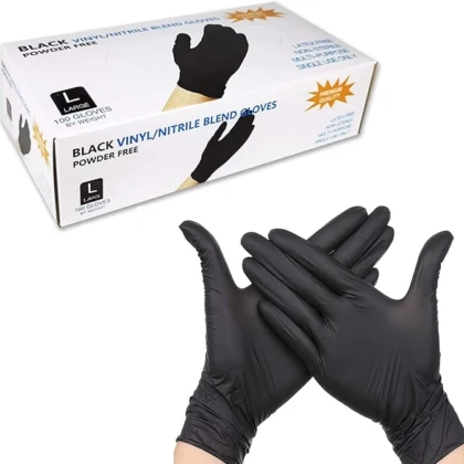 Black Gants Vinyl/Nitrile Noir (Tailles S-M-L)