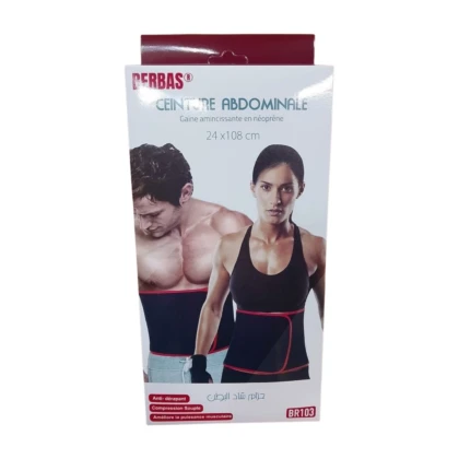 Ceinture gainante Berbas BR103 en néoprène, de couleur [indiquer la couleur de la ceinture si visible sur l'image, ex: noir, bleu marine], conçue pour la taille. Elle présente une texture [indiquer la texture si visible, ex: lisse, légèrement texturée] et un design ajusté. La ceinture est présentée [indiquer la présentation : sur un mannequin, sur un fond neutre, etc.]. Elle est destinée à affiner la silhouette et offrir soutien lombaire.