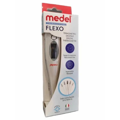 Le Thermomètre Digital Flexo MEDEL ND apporte une réponse simple et fiable pour contrôler la température de toute la famille. Sa pointe souple épouse délicatement la peau et limite les sensations d’inconfort, un atout précieux avec les enfants en bas âge comme avec les adultes. Équipé d’une technologie numérique performante, cet appareil MEDEL affiche les résultats en quelques secondes sur un écran clair. Sa mémoire intégrée conserve automatiquement la dernière mesure, permettant de suivre facilement l’évolution d’un épisode de fièvre sans prise de notes fastidieuse. Un seul bouton suffit pour l’activer, rendant son utilisation immédiate quel que soit l’utilisateur. Robuste et pratique au quotidien, le Flexo Digital Thermometer MEDEL ND se glisse aisément dans une trousse de premiers secours. Il s’emploie par voie orale, axillaire ou rectale selon les besoins. Un signal sonore confirme la fin de la prise. Nettoyez ensuite l’embout avec une lingette désinfectante pour préserver l’hygiène. Conçu pour un usage répété sans perte de précision, ce thermomètre digital flexible combine confort, rapidité et simplicité. Intégrez-le sans tarder à vos essentiels santé pour des mesures sereines et précises à tout moment.