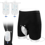 Collecteur d’urine homme 1000 ml et 2000 ml : caleçon boxer noir avec poche collectrice transparente et sacs de jambe grande capacité gradués, sangles et robinet de vidange pour incontinence discrète