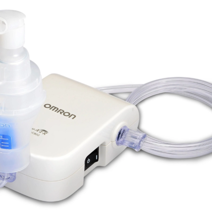 Aérosol OMRON CompAir C803 (NE-C803-E), nébuliseur à compresseur ultra-léger de 180 g avec masque et embout buccal, idéal pour le traitement des voies respiratoires inférieures chez l’adulte et l’enfant