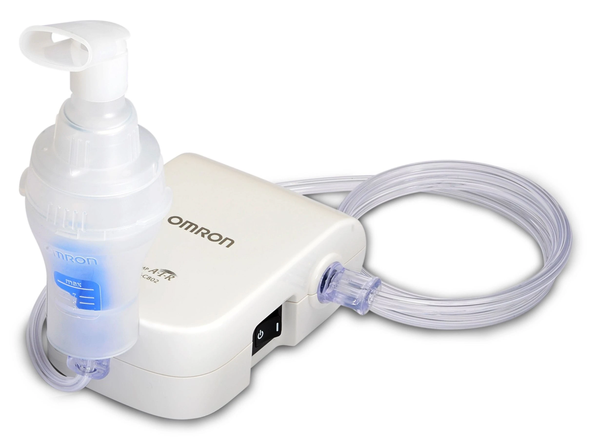 Aérosol OMRON CompAir C803 (NE-C803-E), nébuliseur à compresseur ultra-léger de 180 g avec masque et embout buccal, idéal pour le traitement des voies respiratoires inférieures chez l’adulte et l’enfant